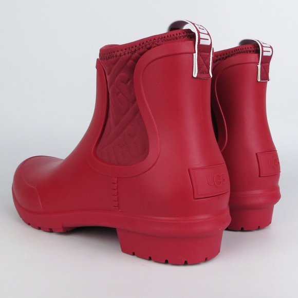 UGG Chevonne Rain Boots Fur Insole Ribbon Red NEW - Picture 4 of 6